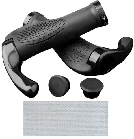 DERJDISF Puños Bicicleta Puños Scooter Montaña Bici – Puños ergonómicos para Manillar de 22 mm, Bicicletas de Montaña, Carreras y Plegables,Incluye 8 Adhesivos Reflectantes para Llantas