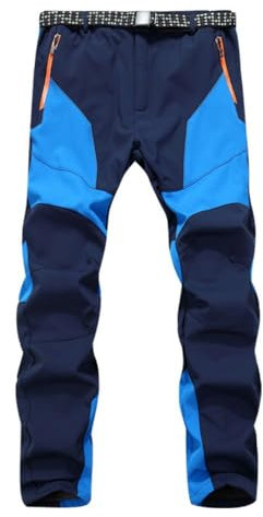 Herren Wanderhose, wasserdichte Winddichte Wanderhose, Warmes Futter, Skihose, Warme Softshell Hose, Winter, Outdoor Hose, Snowboardhose, Blau-XL
