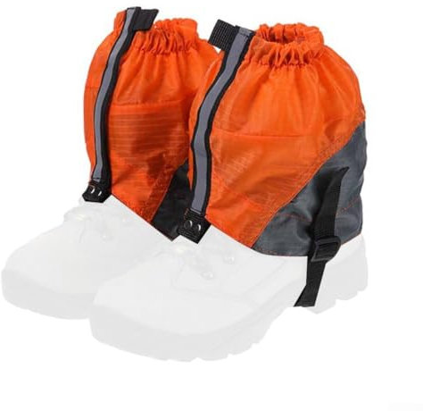 Cubrepies de senderismo polainas impermeables con tiras reflectantes para proteger zapatos y tobillos (naranja)
