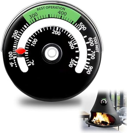 SIGANDG Termómetro Magnético para Estufa, Termómetro para Chimenea, Termómetro, Termómetro para Estufa de Leña, para Horno Redondo de Chimenea de Leña