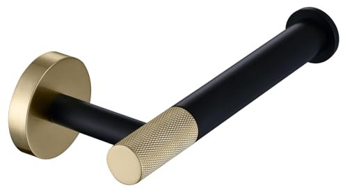 WRKMH Toilet Paper Holder Brass Toilet Paper Holder Black and Brushed Gold Toilet Roll Holder Wall Toilet Roll Holder Drilling Installation Toilet Paper Holder for Kitchen and Bathroom