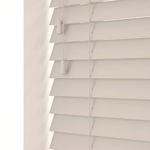 Cloud 50mm Faux Wood Venetian Blinds Fine Grained With Strings 120cm Drop 40cm Wide