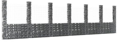 LAPOOH Gabbione a U con 7 Pali in Ferro 740x20x200 cm,Gabbione a U,Gabbione per Sassi,Gabbione Rete Metallica-151294