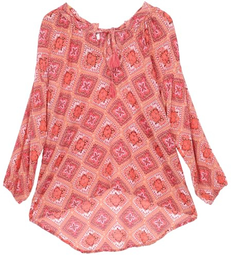GURU SHOP Blusentunika, Langarmbluse, Plus Size Strandbluse, Sommerbluse - Rosa, Damen
