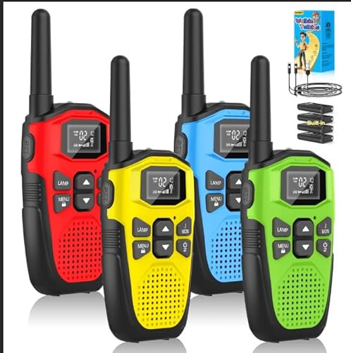 NXGKET Walkie Talkie 4er Set, Walkie Talkie Aufladbar für Erwachsene Kinder Funkgeräte,Große Reichweite 5km Walki Talki mit Li-ion Akku,Walkie Talkies VOX Taschenlampe für Freien, Camping, Wandern