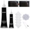 Pluvyze 2 Stück Leder Reparatur Set,50ml+20ml Flüssigleder Schwarz,Kunstleder Reparaturset,Lederreparatur Creme,Lederreparaturset Schwarz,Für Auto Lederlenkrad Sofa Gürtel Kunstleder Kratzer Risse