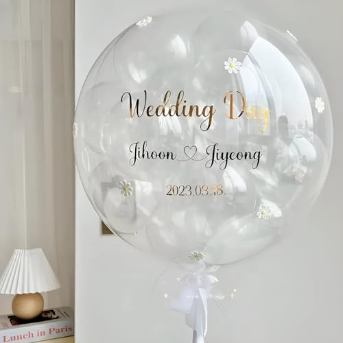 Transparenter Seifenblasen-Ballon für Geburtstagsfeiern - Personalisierter transparenter Ballon 46 cm/61 cm/91 cm mit individuellen Aufklebern - Ideal für Feiern, Hochzeiten und