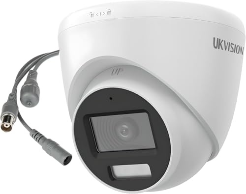 UKVISION 3K ColorVu CCTV Camera, 2.8mm Fixed Turret, Smart Hybrid Light, 40m Night Vision, Built-in Mic Audio Over Coax, 4-in-1 TVI AHD CVI CVBS, IP67 Outdoor Security Camera, 12V DC, Digital WDR