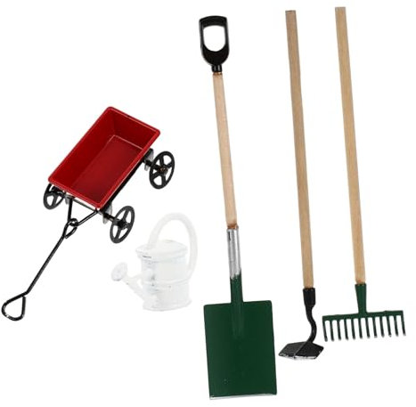 UPKOCH 1 Satz Gartenwerkzeug für Puppenhäuser Teiliges mit Gießkanne und Schubkarre für Miniaturlandschaften und Dekorationen Praktisch und Vielseitig Einsetzbar