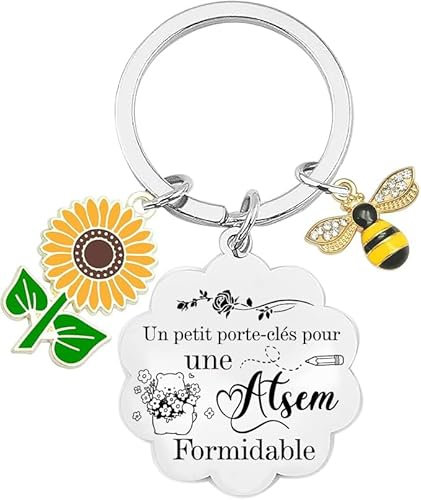 Cadeau Atsem d'École - Porte Clef Merci Atsem Maternelle - Idée Original pour Fin d'Année Crèche et Maîtresse