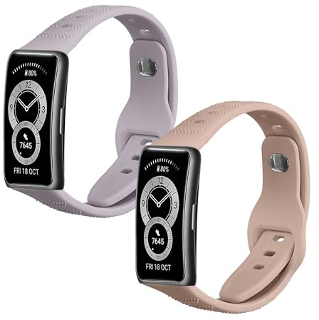kwmobile 2X Uhrenarmband für Huawei Band 10/9 / 8 Armband - Fitnesstracker Band Set aus TPU Silikon - Ersatzarmband Smartwatch - Lavendel Altrosa