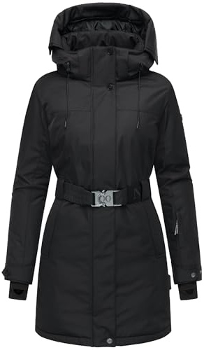 Navahoo Damen Wintermantel warmer Parka mit abnehmbarer Kapuze und Taillengürtel Frostkuss 14 S-3XL