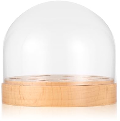 Nobsound 10-Slot Headshell Cartridge Holder: Turntable Stylus Phono Cartridge Display Box/Storage Case with Clear Lid & Beech Wood Base