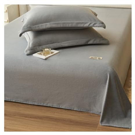 Winter Fleece Bettlaken ohne Gummizug 120x230cm bis 245x270cm Samt Warm Kuschel Betttuch Haustuch Laken Uni Muster(Gray,120x230cm)