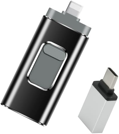 USB Stick 256GB for iPhone, No APP Needed, 4-in-1 Flash Drive for iPhone/iPad/Android/PC, USB Photo Stick, Plug and Play, Enabling Swift Transfer of Photographs and Videos (black)