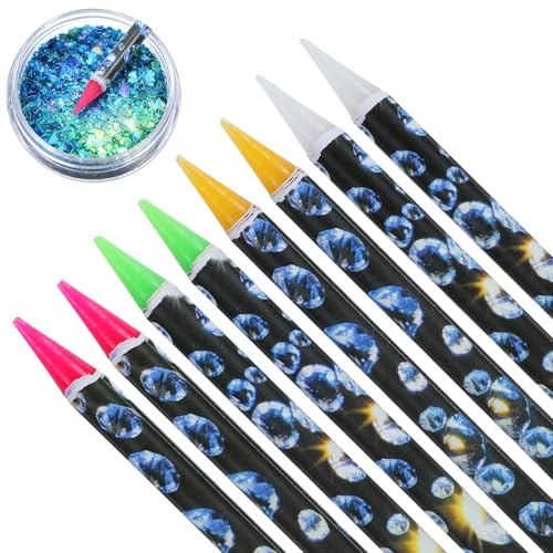 8PCS Rhinestone Picker Tool Kit, Self-Adhesive Wax Pencil for Rhinestones and Diamond Art, Gem Picker Dotting Tools for Nail Art DIY Rhinestone Applicator Wax Tips