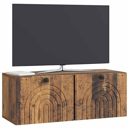 vidaXL Wandmontierter TV-Schrank Altholz 78,5 x 31 x 30 cm, Modernes Wohnzimmer Lager, rechteckiges Design, Wandregal, praktische Medieneinheit, viele Entertainment Plätze
