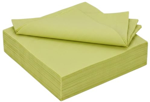 MACOSA U6SEI759TL Papier-Servietten Set 40 Stk. Hellgrün 25 cm Tischdeko Geburtstag Hochzeit Dinner Cocktailservietten Papierservietten Einweg-Servietten Partyservietten