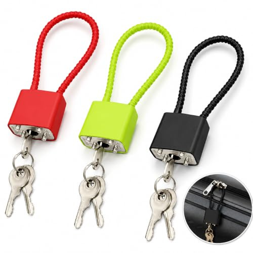 Trevixor 3 Pcs Wheelie Bin Lock Set, Wheelie Bin Locks No Drilling with Keys, Flexible Cable Bin Locks for Black Wheelie Bins, Gates and Outdoor Storage