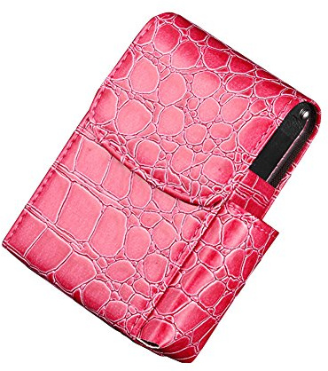 Boshiho Étui à cigarettes en cuir synthétique avec porte-briquet à rabat en métal pour 20 cigarettes Rouge