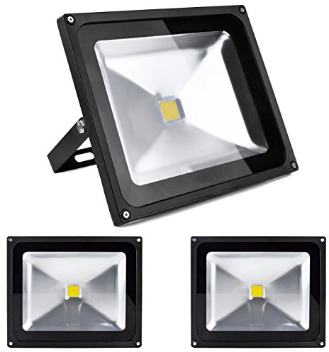 Greenmigo 3x 50W LED Fluter Strahler Gartenlampe Kaltweiß Kaltweiss Licht mit Schwarz Aluminium Gehäuse Wasserdicht IP65 85-265V
