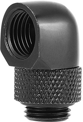 Richer-R G1/4 Zoll Gewinde Adapter, 90 Grad Drehwinkel PC Wasserkühlung Fitting Adapter,Messing G1/4 Gewinde Elbow Barb Stecker für Rohr PC Wasserkühlung Silberig/Schwarz(Black)