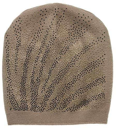 Caspar MU183 Damen Beanie Mütze mit Strass, Farbe:khaki, Größe:One Size