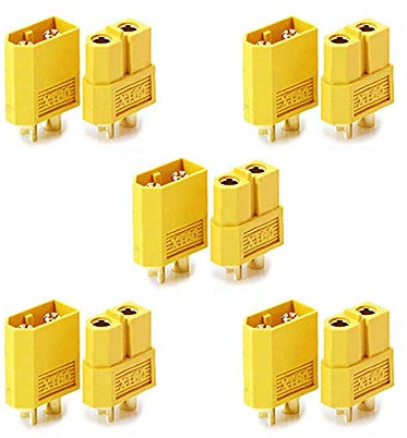 bubbacare 5 Paar (10 Stück) Premium XT60 XT-60 Stecker Buchse Weiblich Männlich Goldstecker Gelb Goldkontaktstecker von Mr.Stecker® Modellbau