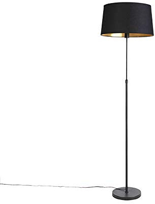 Qazqa classic-antique Stehleuchte mit Schirm, Stehlampe - Parte Fl - Schwarz, max. 60W, Geeignet für LED, 173cm, Ideal als Flur, Schlafzimmerlampe und Wohnzimmerlampe