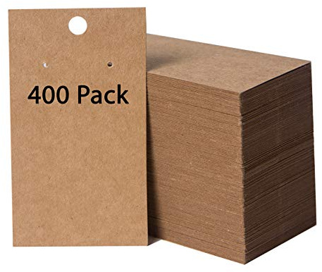 400 Pack Earring Cards - Earring Card Holder - Custom Earring Cards for Earring Display - Hanging Earrings - Bulk Earring Cards - 2 x 3.5 Inches - Brown (Pack of 400)