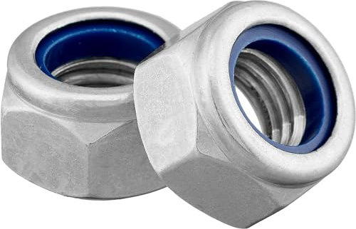 Sicherungsmutter Sechskantmutter DIN 985/ISO 10511 Standard Form Edelstahl A2 V2A, Stoppmutter selbstsichernde Mutter Edelstahlmutter Sechskant Schraubenmutter (M6, 25 Stück)