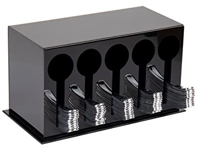 Mind Reader Soporte para utensilios de cocina, dispensador de cubiertos, clasificador de cubiertos para restaurante, comedor, picnic, negro, 5 compartimentos