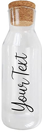 Tarro de jarra de vidrio con tapa de corcho personalizada, vinilo negro mate