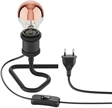 ledscom.de Tischlampe RETRA, Schalter, schwarz + LED Lampe 839lm, warmweiß