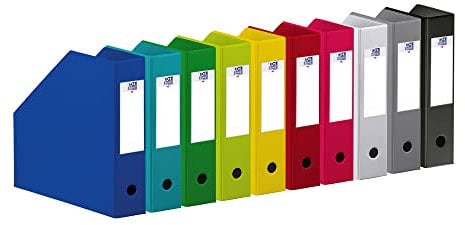 Oxford 400080199 PVC Range Revues, 26cm x 25.7cm x 7cm, Bleu/Vert Menthe/Vert/Vert Anis/Jaune/Rouge/Rose/Blanc/Gris/Noir, Lot de 10