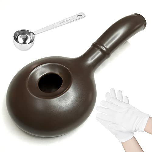 Bafelia Ceramic Coffee Roaster Machine for Home Use, Handy Stovetop Coffee Bean Roaster with Extended Handle, Manual Coffee Baking Tool