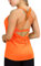 icyzone Damen Sport Tops mit Integriertem BH - 2 in 1 Yoga Gym Shirt Fitness Training Tanktop (M, Neon Orange)