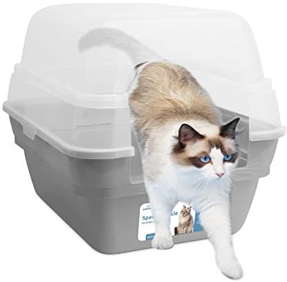 Petfamily 3in1 Katzenklo mit Deckel, Groß, Grau, XL (55cm L x 45cm W x 44cm H), Modern, für Katzen, Katzchen, Kaninchen, Hasen, Nagetiere, Unisex, Tierbedarf