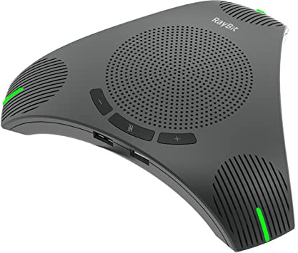 USB Speakerphone with Dual Hub - Conference Room Omnidirectional Microphone and Speaker, Computer Speakers with Microphone for Home Office, 360° Voice Pickup & Noise Reduction Mics for 8-10 People