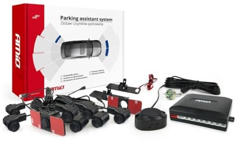 AMiO 02254 Einparkhilfe mit Bohrer mit Sensor mit Montageanleitung Vorne und Hinten schwarz
