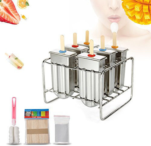 Moule à sucettes glacées en Acier Inoxydable Moule à Glace avec Porte-bâton en Acier Inoxydable 50 x bâton de Popsicle 20 x Sac de Popsicle,Formes de moules à Glace Faits Maison, Moule à sucett
