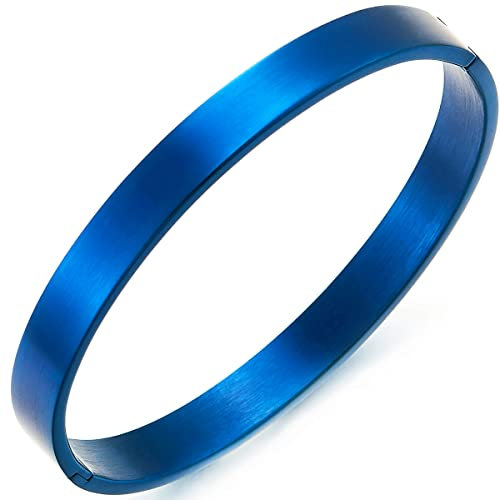 COOLSTEELANDBEYOND Klassiker Herren Damen Armband Armreif aus Edelstahl Blau Satiniert