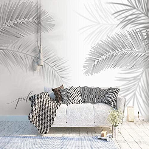 Murale Feuilles Peintes À La Main En Noir Et Blanc Peel And Stick Papier Peint Auto-Adhésif Amovible Grand Autocollant Feuille Décoration Murale Impression Image Image Stickers Muraux 140(L)x70(H) cm