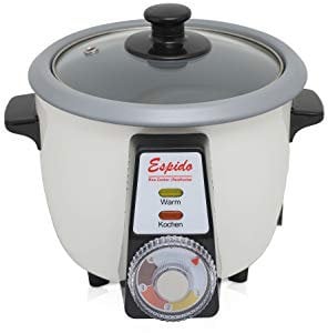 Cuiseur à riz persan avec tarte de riz Tahdig Tadig (6-10 personnes - 2,2 l - 900 watts - RCG-50T), Extérieur : blanc/vase : gris