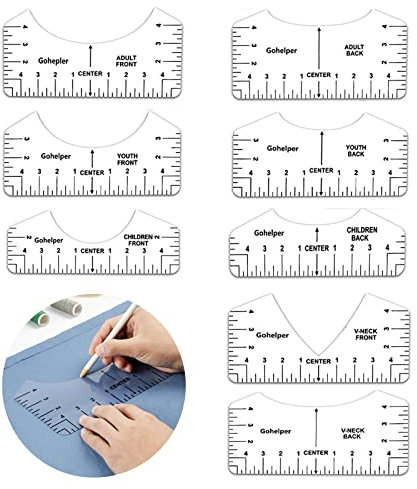 T-Shirt Lineal, Vinyl Werkzeug, Ausrichtungslineal, Anleitung Lineal, Zentrierung Werkzeug, Ruler Guide, Transparent, 8Er-Set