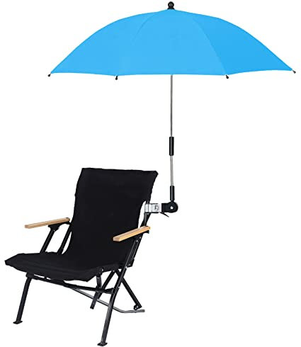 Sombrilla para Silla de Playa con Protección UV de 32 Pulgadas, Sombrilla para Silla a Prueba de Agua con Abrazadera, Sombrilla para Silla de Playa Ajustable Universal para Silla de Playa,(Azul)