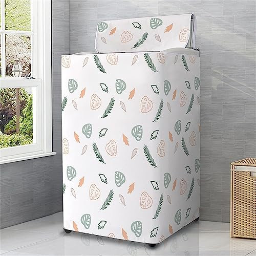 Odot Housse de Protection pour Machine à Laver Chargement par Le Haut, Couvre-Machine Protecteur Anti-Poussière Couverture pour Machine Lave-Linge et Sèche-Linge (Feuille,M)