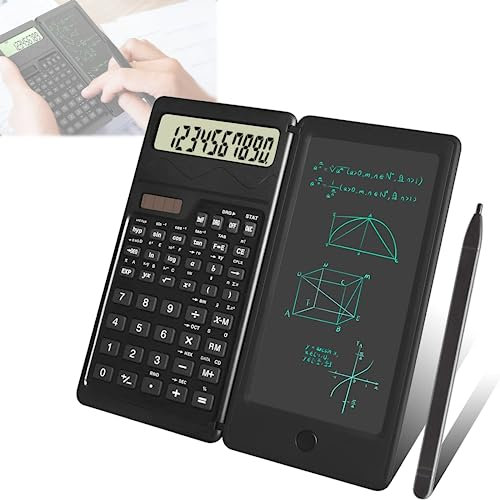 Scientific Calculator with Writing Tablet, Engineering Scientific Calculator with 10-Digit LCD Display and solar Battery,Versatile Silent Learning for Student,Office