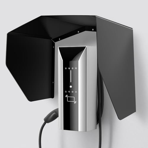 WingFly Wallbox Wetterschutz Edelstahl, Überdachung für Ladesäule Schutzdach für e-Auto Ladestation, Wallboxen Schützen Abdeckung UV-Schutz, Regenschutz, Sonnenschutz (Schwarz)