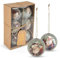 Bravich Set Of 6 Baubles - Antique Santa Design. Christmas Tree Decorations Ornament Polyfoam Balls With Hooks & Hanging String In Gift Box. Retro Vintage Baubles For Christmas Tree.